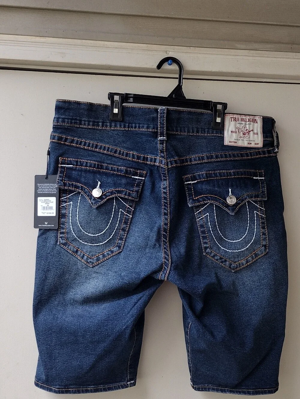 True Religion Men's Blue Ricky Relaxed Straight Shorts Size 36 NWT
